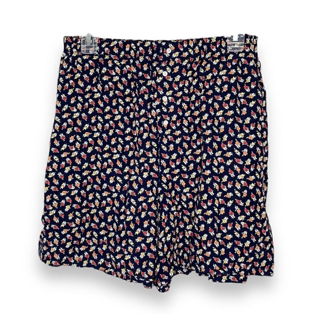 Banana Republic Vintage 1990's Flouncy Rayon Shorts Navy Blue Floral Women’s S